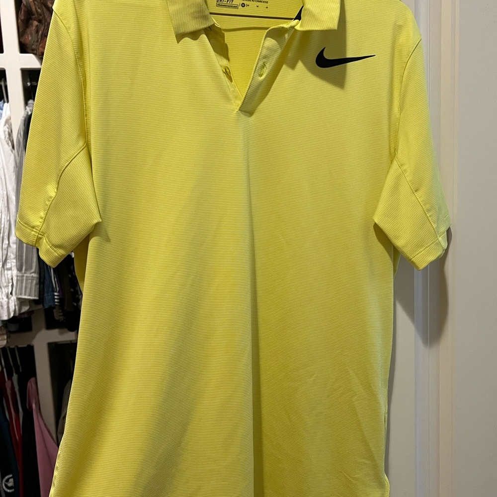 Men's Nike Golf Dri-fit Yellow Polo Shirt, Medium, Standard Fit